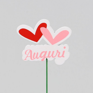 CUORE AUGURI PICK LEGNO H27cm 12pz