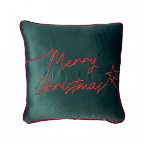 CUSCINO MERRY CHRIST.47X47 VELLUTO-verde
