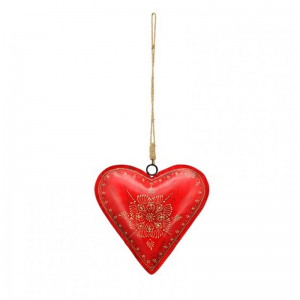 CUORE METALLO DA APP. 25X5X24 cm - rosso