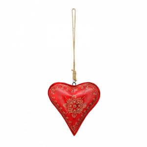 CUORE METALLO DA APP. 20X6X20 cm - rosso
