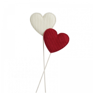 PICK CUORE 5,5x6,3cm 16pz - crema/rosso