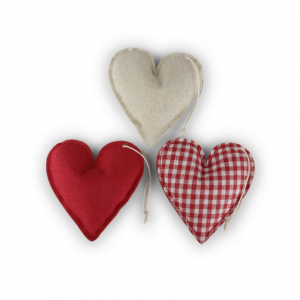 CUORE H16cm 12pz - natur/rosso/bianco