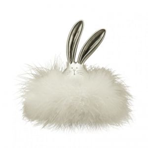 CONIGLIO C/PIUME RES. H13cm - silver