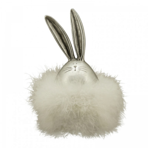 CONIGLIO C/PIUME RES. H20cm - silver