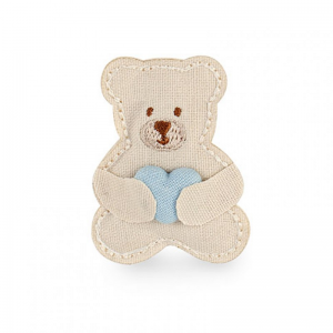 ORSETTO CUORE C/ADESIVO 5,5cm 12pz-celes
