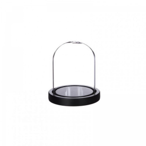 CAMPANA VETRO BASE LEGNO NERO D12 H13 cm