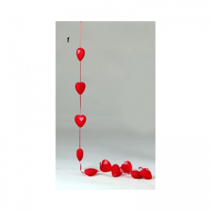 COLLANA CUORI 5x5 VELLUTO - rosso