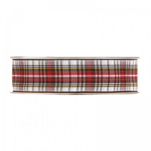 N/TARTAN 25MM 20MT - white red