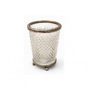 VASO VETRO E ALLUMINIO 9X9 H11 CM