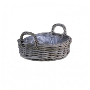 CESTO RATTAN C/MAN. D42 H14/23-grigio