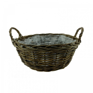 CESTO VIMINI c/man.D32,5 H13 cm -marrone