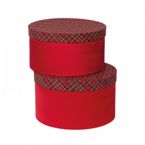 SCATOLA TARTAN S/2 D27,5H16/D25H15 - red