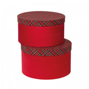 SCATOLE TARTAN S/2 D27,5H16/D25H15 - red