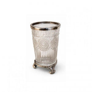 VASO VETRO E ALLUMINIO 8,5X8,5 H15 CM
