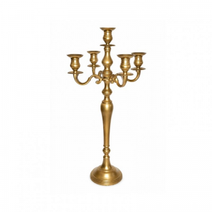 CANDELABRO allumin.mattgold H80CM-5 fuoc