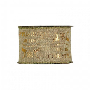 N/MERRY CHRISTMAS DEER 63MM 10MT - gold
