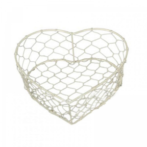 CESTINO CUORE rete MET.18X17,5XH6,5 crem