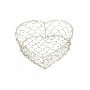 CESTINO CUORE rete MET.16X15,5XH5,5 crem