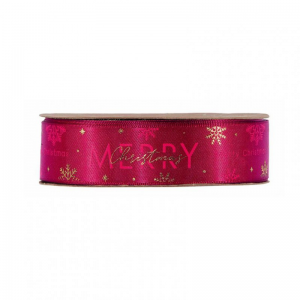 N/MERRY CHRISTMAS 25mm 10mt - red