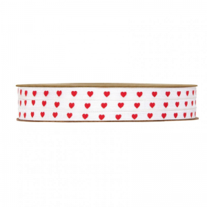 N/ORGANDY HEARTS 6MM 25MT - cream/red
