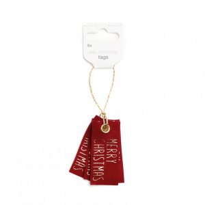 CARTELLINO Merry Christ.3X6,5cm 6PZ-ross