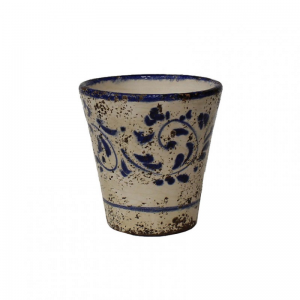 VASO TERRACOTTA SMALT. DEC. H14-blu