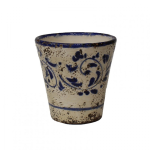 VASO TERRACOTTA SMALT. DEC. H16-blu