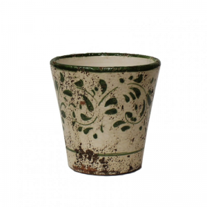 VASO TERRACOTTA SMALT. DEC. H16-verde