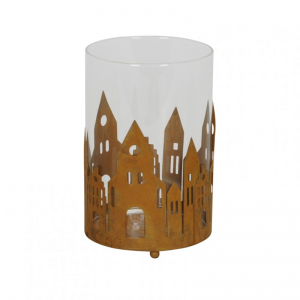 PORTACANDELA VET/MET.D9,5 H13,5cm -rusty