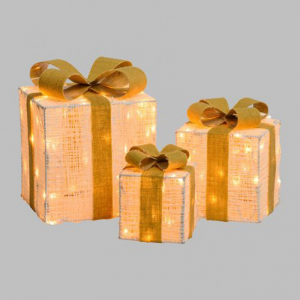 S/3 PACCHI REGALO H25/20/15 CM 120LED