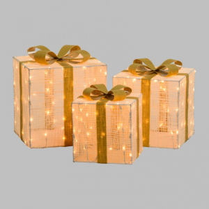 S/3 PACCHI REGALO H40/35/30 CM 240LED