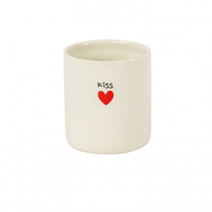 VASO CERAMICA CUORE KISS D10 H12 -bianco