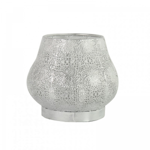 PORTACANDELA WHITE/GOLD 14X14XH12CM