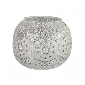 PORTACANDELA WHITE/GOLD 10,5X10,5XH9CM