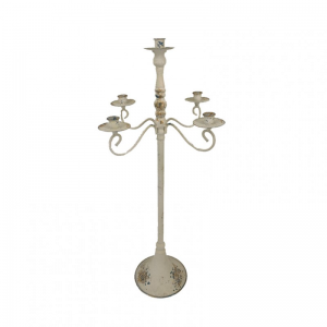 CANDELABRO met.5fuochiD26H74,5-sbiancato