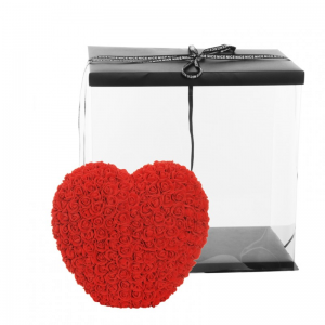 CUORE ROSE IN BOX 30XH27- rosso/netto