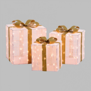S/3 PACCHI REGALO H40/35/30 CM 240LED