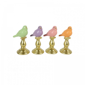 UCCELLINO SU BASE POLYSTONE H16,5cm 4ass