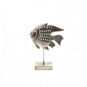 PORTACANDELA PESCE 29X11 H39 - argento