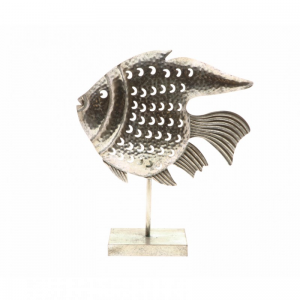 PORTACANDELA PESCE 44X12 H51 - argento