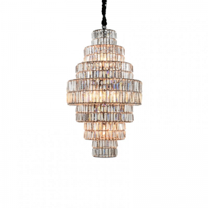 LAMPADARIO CRIST D69 H125CM -ant.bronze
