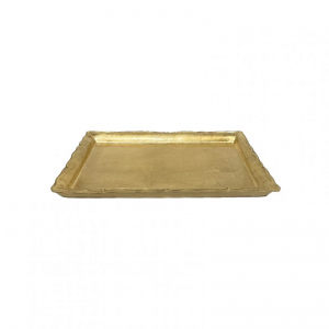 VASSOIO RETT. BORDO SMERLATO 42X28cm-oro