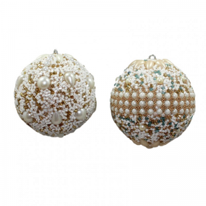SFERA BEADS DA APP. 7,5 cm - cream/gold
