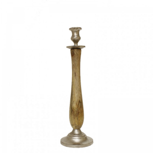 CANDELABRO ALLUMINIO/LEGNO H44 - D13CM