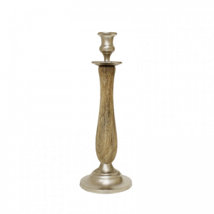 CANDELABRO ALLUMINIO/LEGNO H37 - D13CM