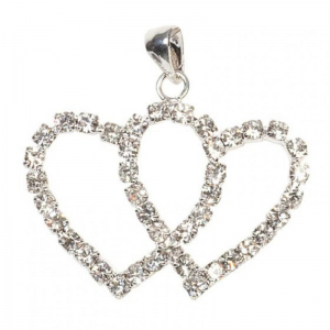 DOPPIO CUORE STRASS 3X3,5 cm PZ 6