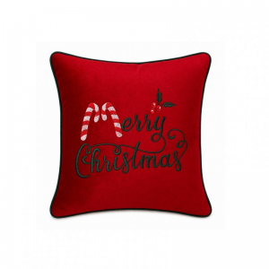 CUSCINO MERRY CHRIST.47X47 VELLUTO-rosso