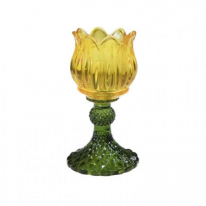 PORTACANDELA VETRO TULIP H15cm - yellow