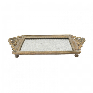VASSOIO resina 41x21,6 h5,4cm -gold