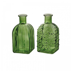BOTTIGLIA VETRO 2 mod. D6,5 H14 cm-verde
